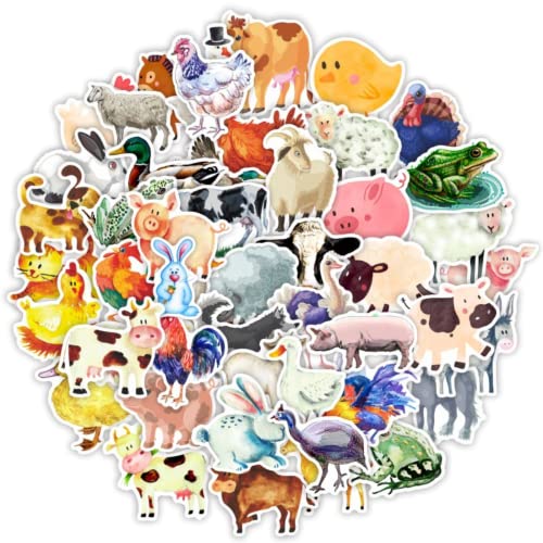 Mistree 50 Bauernhof Aufkleber Kinder, Sticker Bauernhoftiere Wasserfest, Bauernhof Pickerl, 5-7 CM