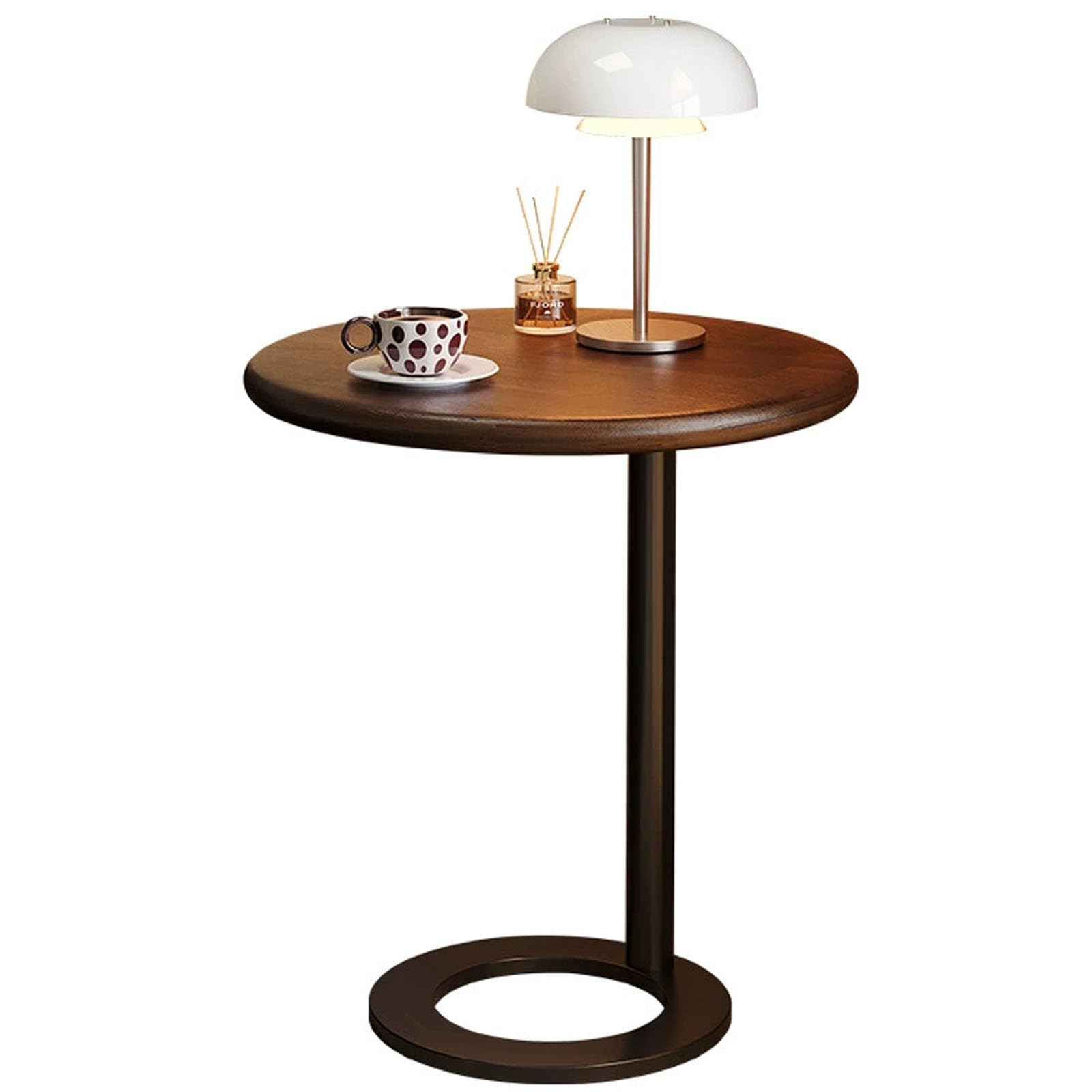 SXZenSpace Small Pedestal Side Table,Round Wood Table,End Tables That Slides under Couch,Modern End Table for Living Room,Bedroom,Small Spaces,Offices Decor,Dark walnut