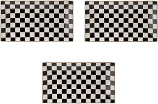 Porlien Checker Black and White 12-inch Rectangle Serving Platters Set o...