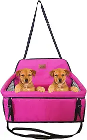 Petizada, Cadeirinha Assento Dupla Para Viajar Com 2 Pets no Carro Viagem Segura Confortável Até 30kg Cor:Rosa