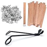 50 pcs Wooden Wicks for Candle Making 5.1 X 0.5in with BONUS Candle wick trimmer & Iron Stands, Candle Making Supplies, Wood Candle Wicks, Candle Wicks, Wooden Wick, Candle Making Kit, Candle Supplies