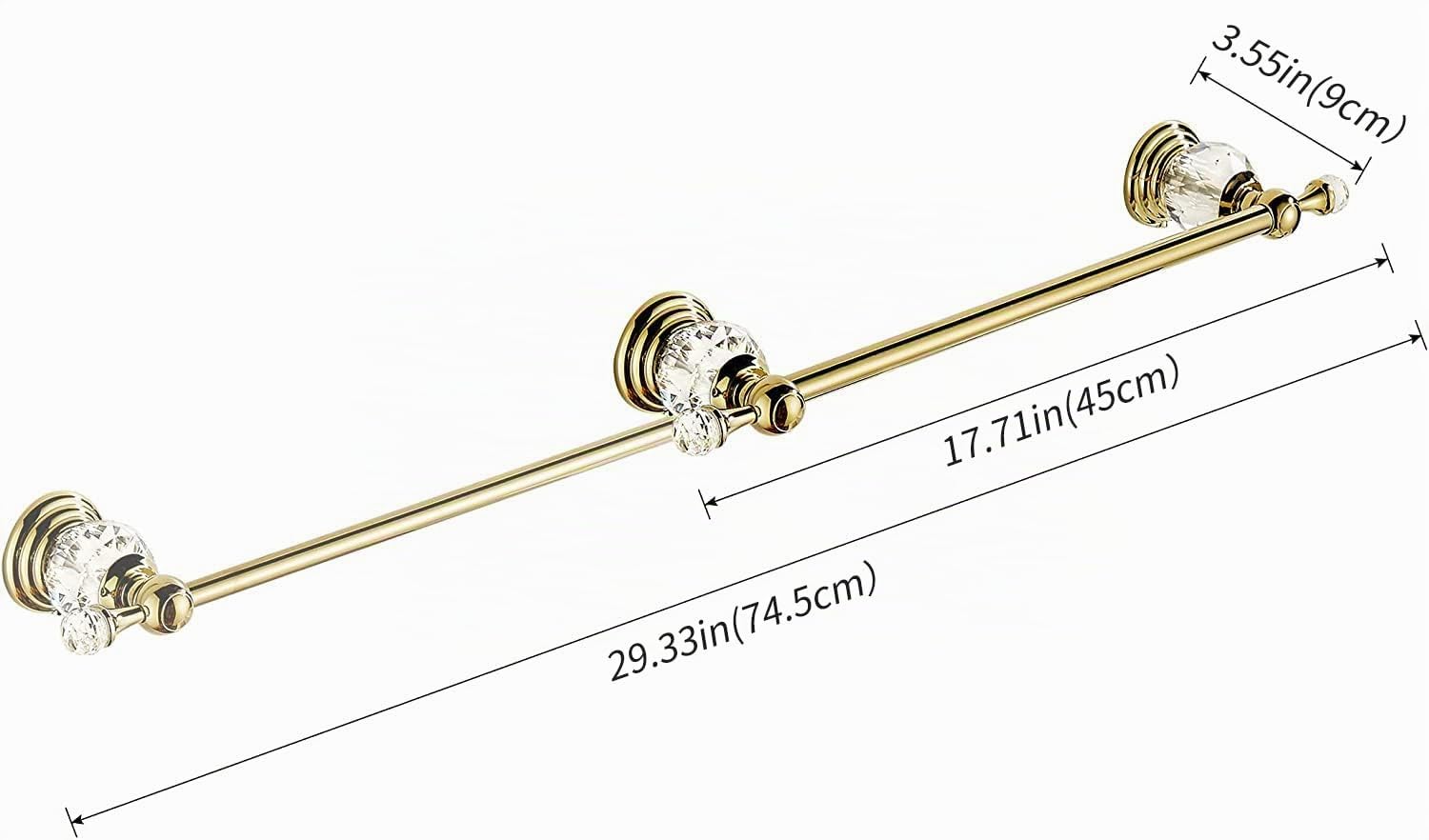 WINCASE Toallero Europeo Individual para toallero, construcción de aleación de Zinc con Acabado Dorado Pulido para baño con Base de Cristal montado en la Pared