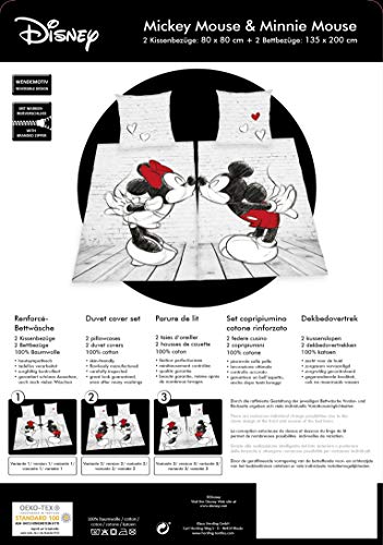 Herding DISNEY MICKEY & MINNIE Partnerbettwäsche-Set, Wendemotiv, 2 x Bettbezug 135 x 200 cm, 2 x Kopfkissenbezug 80 x 80 cm, Baumwolle/Renforcé - Image 7