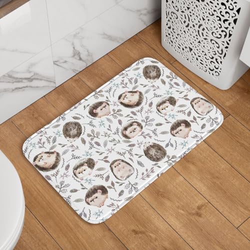 玄関マット 針鼠 ハリネズミ 花柄 ドアマット 室内 屋外 バスマット おしゃれ 泥落とし 洗える 滑り止め 足拭きマット 浴室 台所 寝室 業務用 四季通用 60cm×40cm