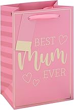 Eurowrap Best Mum Ever Small Gift Bag Pink with Ribbon Handles, Matching Gift Tag, Stylish Mum Present Bag for Mother’s Day and Birthday Gifts, Premium 210gsm Paper