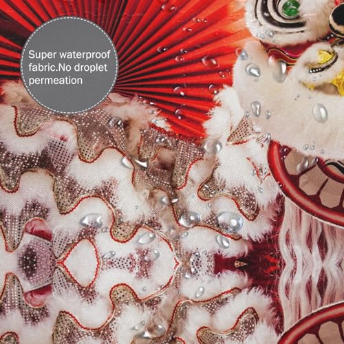 Rideau de douche imperméable imprimé danse du lion de 183x183 cm - 6