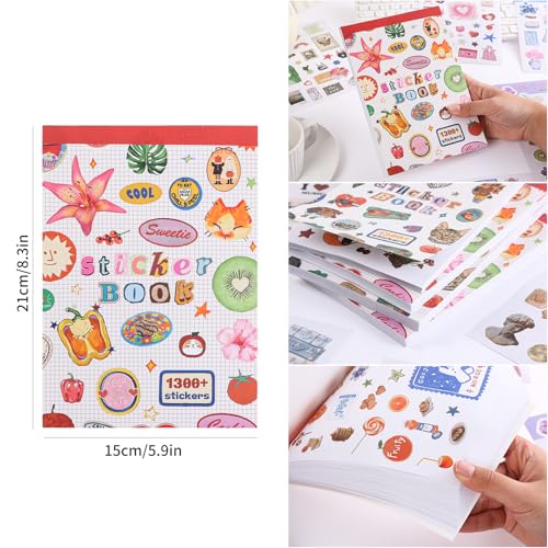 Image of Girl's Korean Sticker Book, Food and Daily Life Theme - 1300+ Cute Dream Style Foodie Stickers, for DIY Scrapbooking Journaling Handbook Decoration Pink