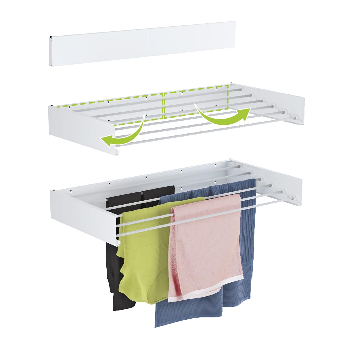 Tendedero Plegable de Pared - ANTIOXIDANTES- Tendedero - Tentedero Pared - Exterior e Interior - Tendederos Plegables - Calidad - 6 Barras - Carga Total 27 Kg - Blanco 100 Cm