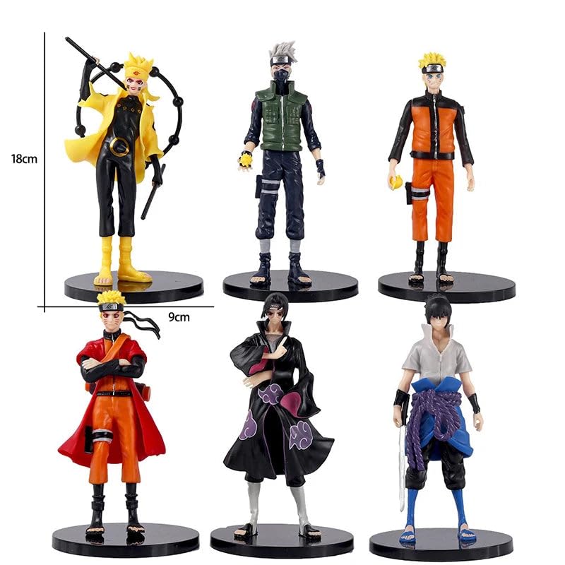 Image of Naruto Action Figure Set of 6 Anime Action Figures Toys, 16 cm Detailed PVC Shippuden Characters for Kids & Collectors, Desk Home Car Display Gift (Naruto Set of 6)