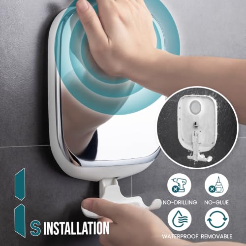Image of TAILI Shower Mirror Fogless for Shaving with Suction Cup - Fog Free Shower Mirror, Shatterproof & Waterproof, No-Drilling Removable Wall Mounted for Bathroom, White