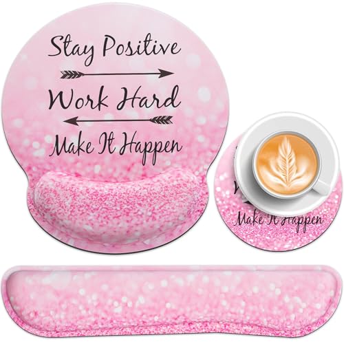 3-in-1 Sottomano Scrivania Set,Acezeek Poggiapolsi Tastiera,Tappetino Mouse Poggiapolsi,Tazza Pad,Ergonomico Mouse Pad,Tappeto Mouse con Memory Foam,Polso Dolore Relief Per Giochi,Uffici,Dormitori