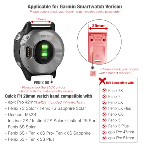 Correa Abanen para Garmin Fenix 7S/6S/5S Epix Pro 42mm miniatura 2