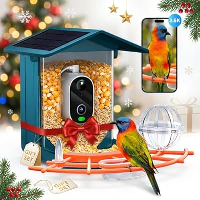 Smart Bird Feeder with Camera Solar Powered - 2.5K 4MP Birds Feeder Camera for Outdoors Garden with AI Identify, Squirrel Proof, Rechargeable Battery WiFi Video Bird Feeder Cam, Gift for Birds Lover