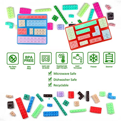 Block Non-Stick Ice Cube Tray Silicone Mold, Candy Moulds, Chocolate Moulds, For Kids Party's & Baking Building Block Themes & Cake Muffin Cupcake Gumdrop Jelly(Set Of 3 Pcs) #TOP3