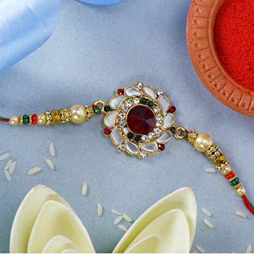 Brother Rakhi with Greeting Card | Rakhi Thread | Rakhi Gifts for Brother, Sister, Bhaiya, Bhabhi for Indian Rakhi Raksha Bandhan Festival (K14)4