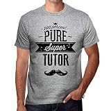 Lavable en lavadora Hombre Camiseta Vintage T-Shirt Gráfico 100% Pure Tutor Gris Moteado
