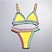 Women's Two Piece Knitted Triangle Set Bathing Suit Crop Top Bralette Crochet with Bottom Bikini Swimsuit (Yellow,Large)