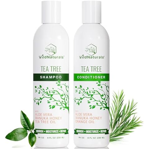 Tea Tree Oil Shampoo and Conditioner Set - Dry Scalp Treatment for Itchy Relief - Anti-Dandruff Thickening Formulas for Men & Women, All Hair Types Cover