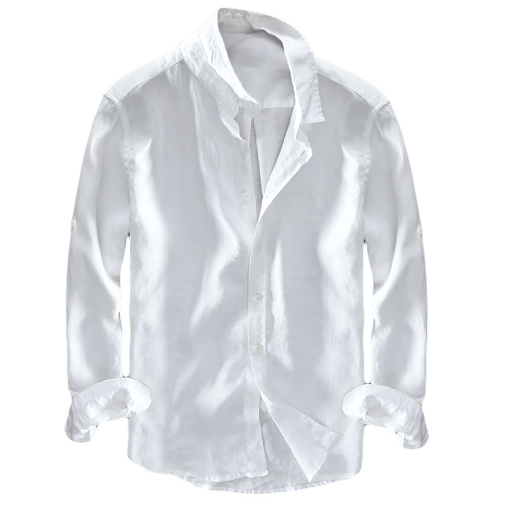 Icegrey Hombre Camisa De Lino De Manga Larga Camisas De La Playa