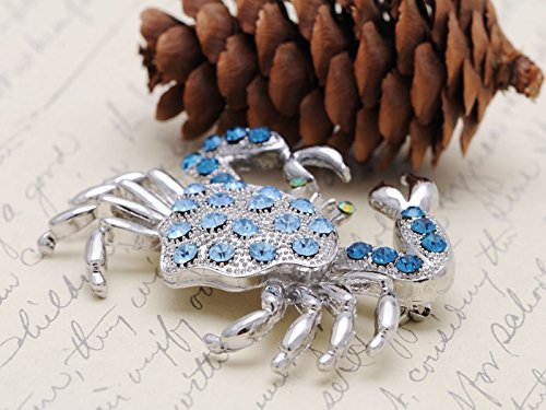 Image of Alilang Silvery Tone Rhinestones Nautical Ocean Sea Crab Brooch Pin