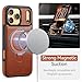 CHEEWADA for iPhone 17 Pro Case with Stand, Compatible with MagSafe, Slim PU Leather & Durable TPU Protective Magnetic Kickstand Phone Cases Cover with Tempered Glass Screen Protector 6.3