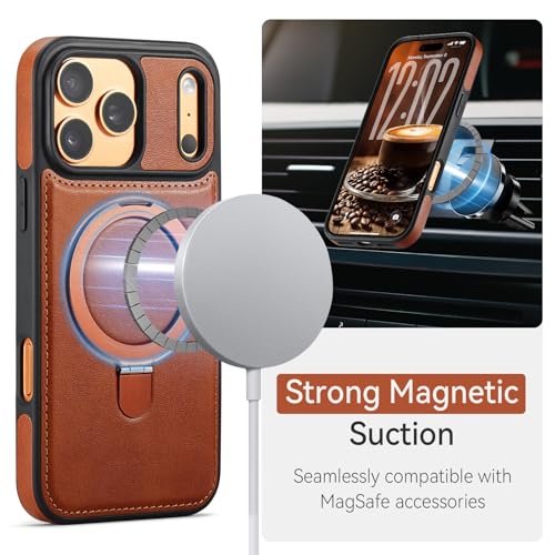 CHEEWADA for iPhone 18 Pro Max Case with Stand Compatible Magsafe, Brown by CHEEWADA - Used condition - Image 3