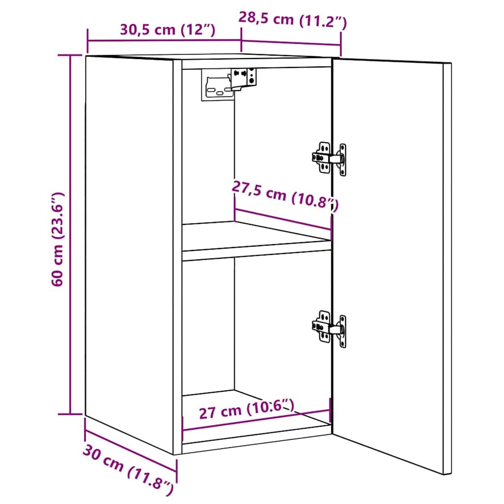 vidaXL TV Schrank Hängeschrank Wohnwand Wohnwand Anbauwand Fernsehwand TV-Wand Wandschrank Wohnzimmer Weiß 30,5x30x60cm Holzwerkstoff