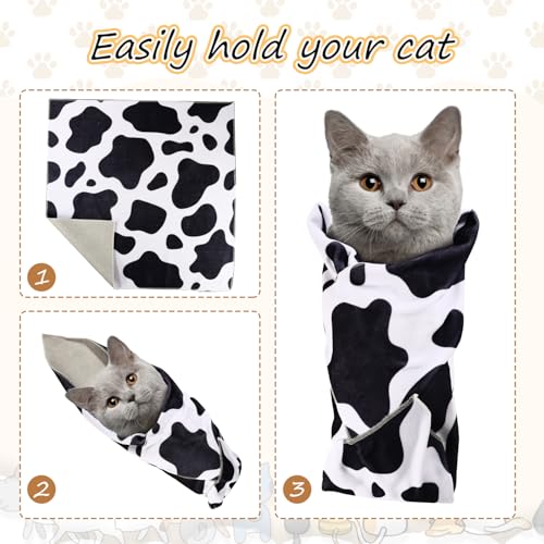 Image of Cat Wrap for Grooming, Cute Pattern Strong Self-Adhesive Anti-Scratch Adherent Cat Wrap Multifunctional Swaddle Wraps Grooming Wrap Cat Restraint for Cutting Nail Clipping Practical Cat Supplies