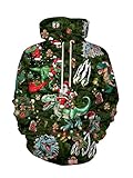WeWrsyi Christmas Hoodies for Men Women Funny Dinosaur 3D Animal Novelty Graphic Pullover Sweatshirt Teen Boy Girls Hoodie With Pocket
