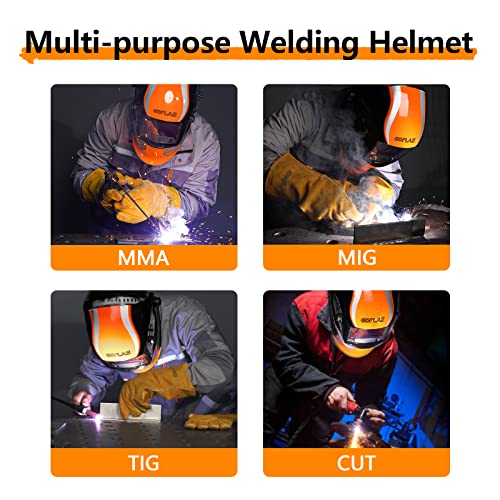 Welding Helmet, Welding Helmet Auto Darkening 3.62”×1.65” Large Viewing Shade Range Din5-9/9-13 For Arc/Mig/Tig Welding Grinding #TOP6