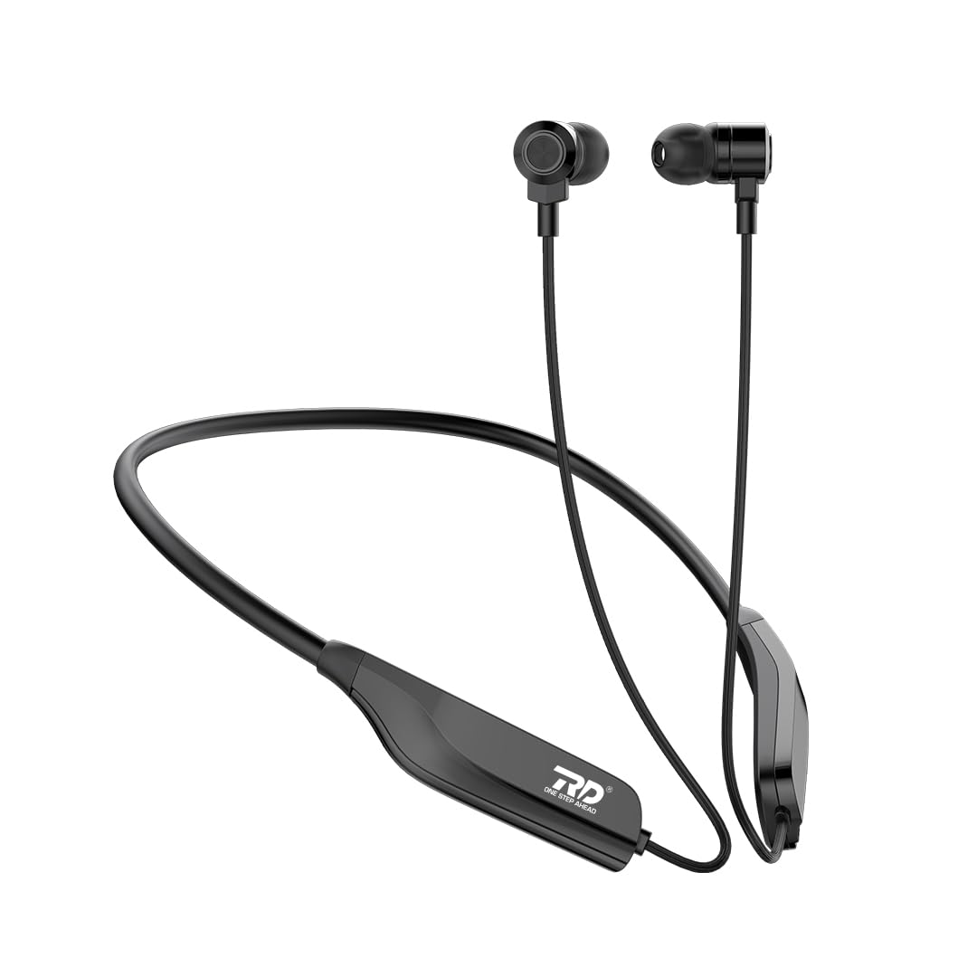 RD M-200 Pro Neckband Earphones, 13mm Drivers, 120 Hrs Playtime, Latest Bluetooth V5.3 Gaming Neckband, 5 EQ Modes, IPX-4 Sweat Proof, Type-C ASAP Charging, Magnetic Buds, 6 Months Warranty, Black