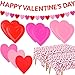 Valentine's Day Party Supplies Set for 48 Guests - Romantic Heart-Shaped Disposable Plates & Napkins with Love-Themed Plastic Tablecloth & Banner - Perfect Valentines Day Party Decorations