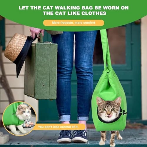 Petmoki Cat Tote Bag, Cat Tote Bag Carrier Walker Leg Holes,Petmoki Cat Walking Bag, Multifunctional Pet Backpack Canvas Shoulder Carrying Bag for Cats and Small Dogs Outdoor (Yellow) - Image 4