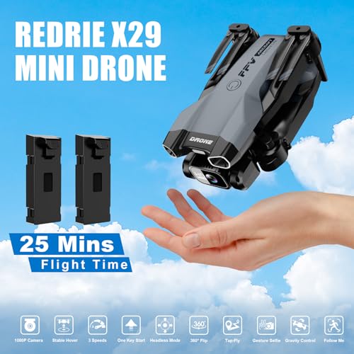 1080P Mini Drone with Camera, Drone for Beginners with Light, WiFi Transmission, One Key Start, Gestures Selfie, Waypoint Fly, 3D Flip, Headless Mode and App Control, - Image 6