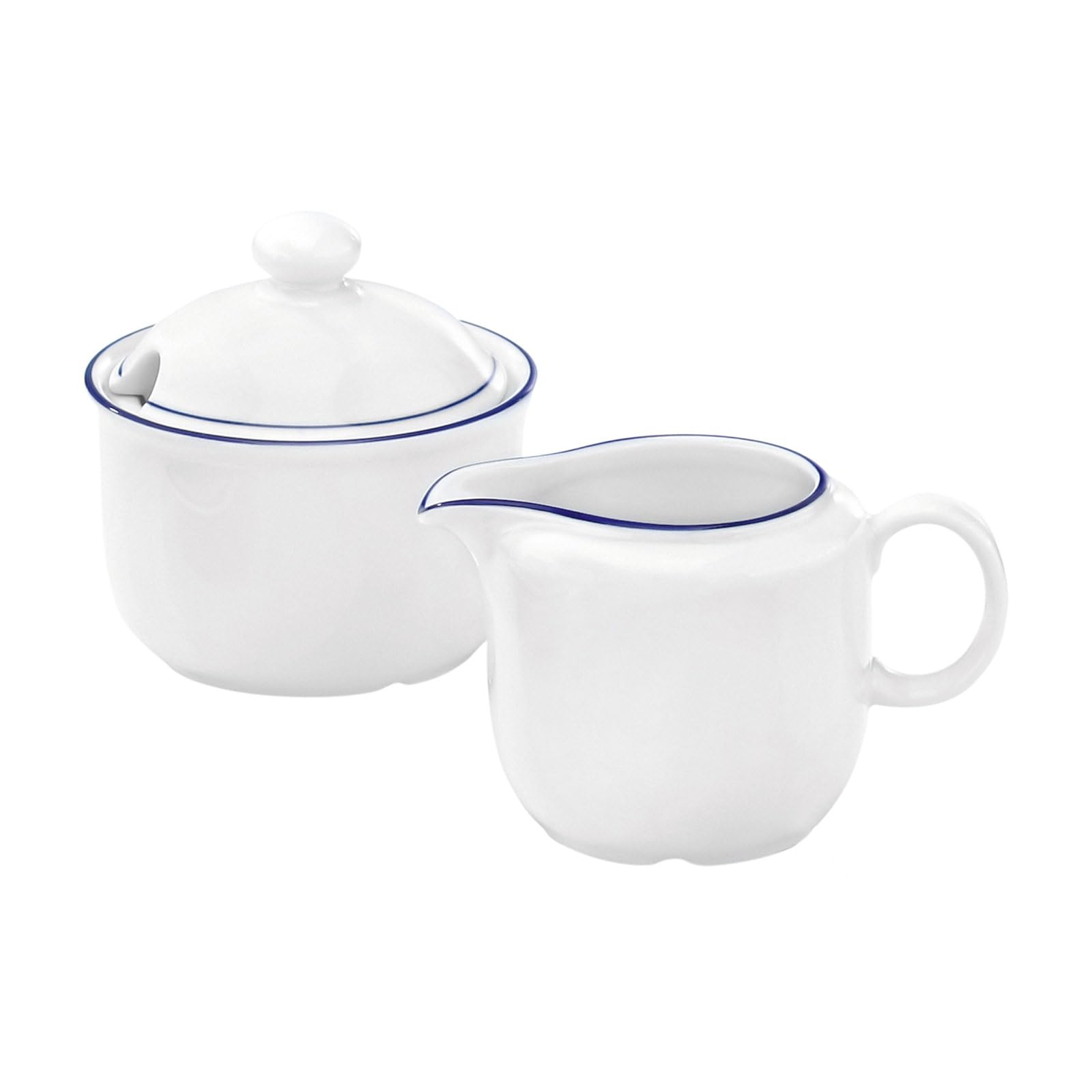 Seltmann Weiden Compact Blaurand Ensemble de lait et de sucre, pot à lait (230 ml) et sucrier (250 ml) avec bord bleu pour 6 personnes, passe au lave-vaisselle, en porcelaine, blanc/bleu