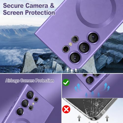 Image of DIZORO Samsung S25 Ultra Case, Compatible with Mag Safe Back Cover, Matte Luxury Metallic Luster Flexible TPU Wireless Charging Shockproof Case with Camera Protector (Metallic Silver)