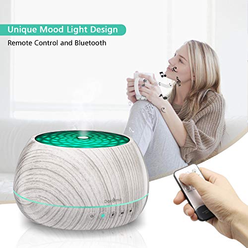 1000Ml Essential Oil Diffuser,Daroma Aromatherapy Diffuser With Bluetooth Speaker,Remote Control Aromatherapy Ultrasonic Cool Mist Humidifier, 7 Color Unique Mood Lights & Waterless Auto-Off,Whitewood #TOP1