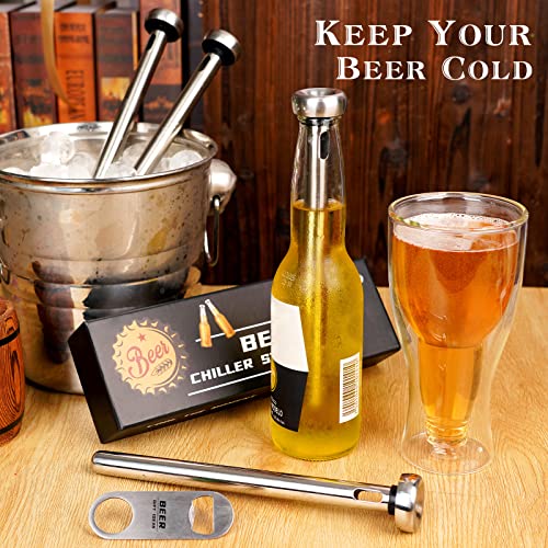 Gifts For Men Dad, 2Pc Beer Chiller Sticks With 1 Bottle Opener, Christmas Stocking Stuffers, Unique Beer Gifts For Mens, Birthday Gifts Idea For Brother, Boss, Coworkers,Friends, Cool Stuff Gadgets #TOP5