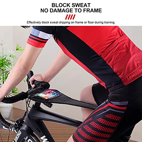 SPYMINNPOO Bike Sweat Guard, Bicycle Trainer Sweat Net Frame Guard with Phone Holder Bag Cycling Sweat Net for Indoor Cycling Training - Image 3