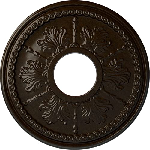 13 7/8"OD x 3 3/4"ID x 1 1/4"P Tirana Ceiling Medallion (Fits Canopies up to 4 3/4"), Hand-Painted Bronze