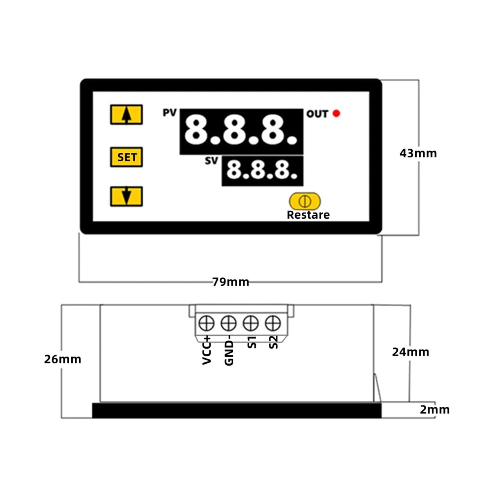 Minicontrolador de Temperatura Digital W3230, 12 V, 24 V y 220 V, termostato, regulador de calefacción y refrigeración.(AC 110V-220V)