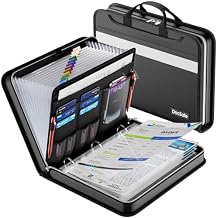DocSafe File Organizer Zipper Binder with 30 Sheet Protector,Fireproof Accordion 12-Tab Expanding File Folder with Multiple Pockets,Home School Office Safe Storage for Documents,1.5-Inch O-Ring,Black