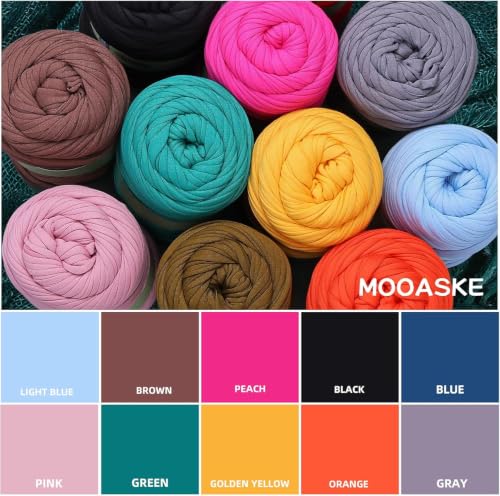 Image of Mooaske 4 Pack T Shirt Yarn for Crocheting, Tshirt Yarn for Crochet Bag Baskets Rug Dolls - 800g Chunky Thick Yarn Beginner Knitting Yarn Polyester-Spandex Blend High Elastic Fabric (White)