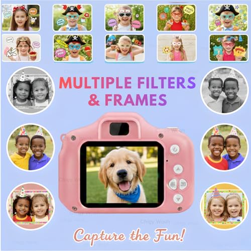 Image of Digital Camera for Kids | 2-Inch Screen with 1080P Video Recording | Preloaded Mini Games, Rechargeable Fun Learning Toy for Boys and Girls | for Kids | Pink