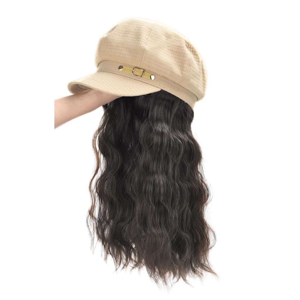 Wig With Cap Brown And Black Wig Hat, Women's Hat Wig, Natural And Realistic Wig Hat, Suitable For Daily Party Use Wig Caps For Women(02)