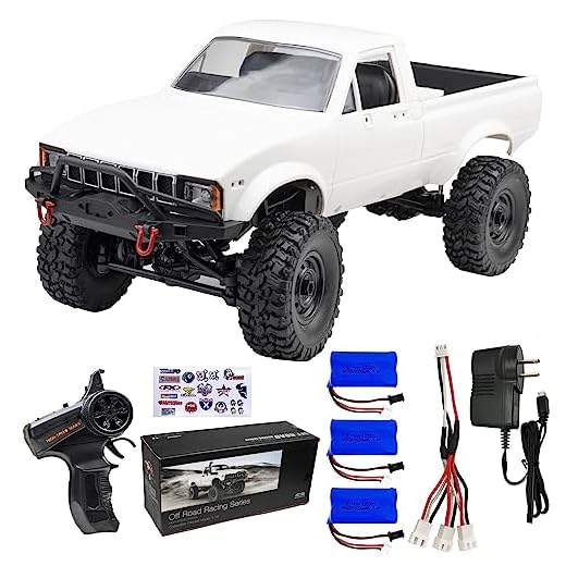 LEOSO WPL C24 1/16 RC Crawler RC Car Upgraded 1200mah Battery RC Rock Crawler RC Trucks Off-Road 2.4GHz 4WD RTR Men Adult White