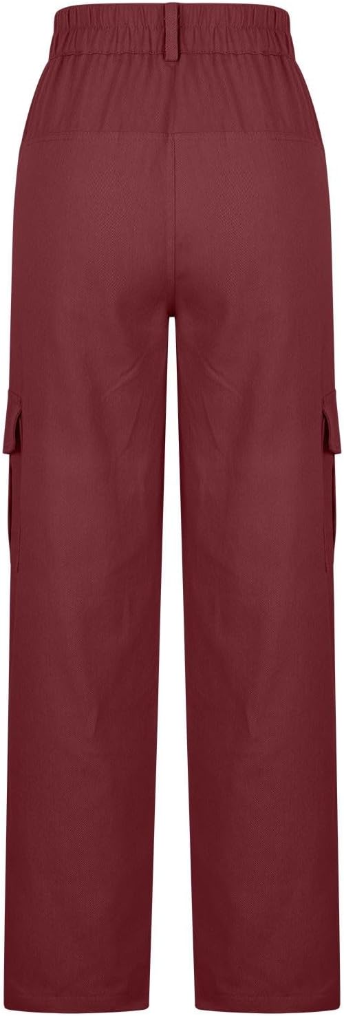 High Waisted Cargo Pants for Women Casual Wide Leg Trousers 2025 Baggy Stretch Y2k Cargo Jeans with 6 Pockets