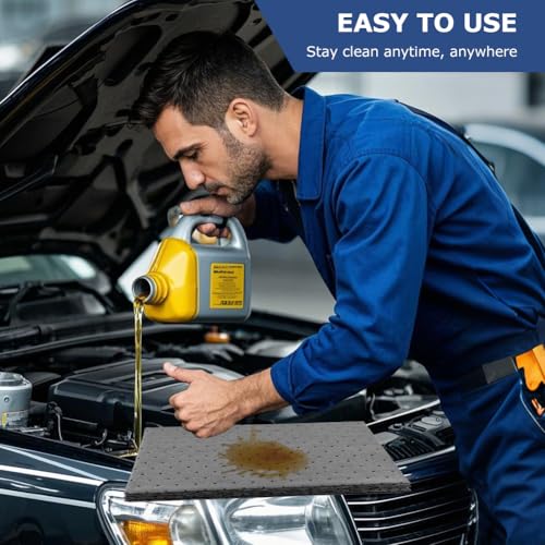 Image of Saycker Oil Absorbent Pads,High Absorbency Microfiber Polypropylene Absorbing Pads,Oil Spill Mat for Absorbing Protecting Home Garage Basement,10''x13'',Dimpled Pad Garage Accessories(50Pcs)