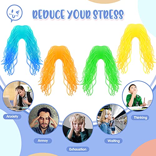 4 Pcs Ramen Noodles Fidget Toy Spaghetti Balls Monkey Stretchy String Noodles Sensory Toys Relieve Stress Fidget Toys For Glow In The Dark Halloween Party Kill Time (Blue, Green, Yellow, Orange) #TOP4