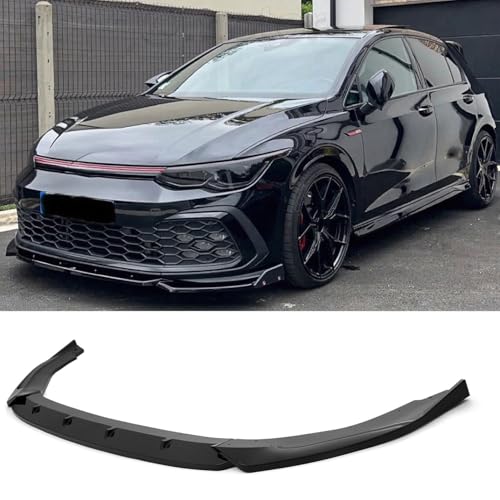 Kinautex Front Bumper Lip Splitter for Volkswagen Golf GTI MK8 2022-2025 V Style (Gloss Black)